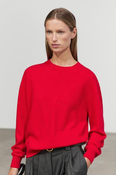100% cashmere long sleeve sweater — Red 2