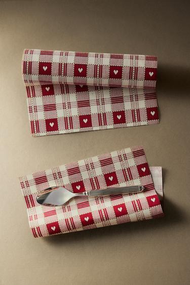 CHRISTMAS HEART COTTON NAPKIN ROLL (PACK OF 20) - Червоний Zara