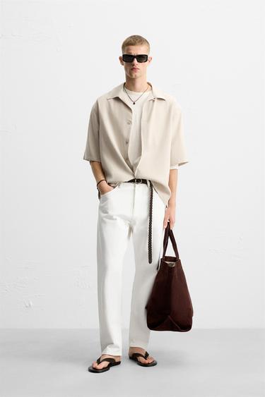 Zara RELAXED FIT FLOWY SHIRT - Light beige - Image 0