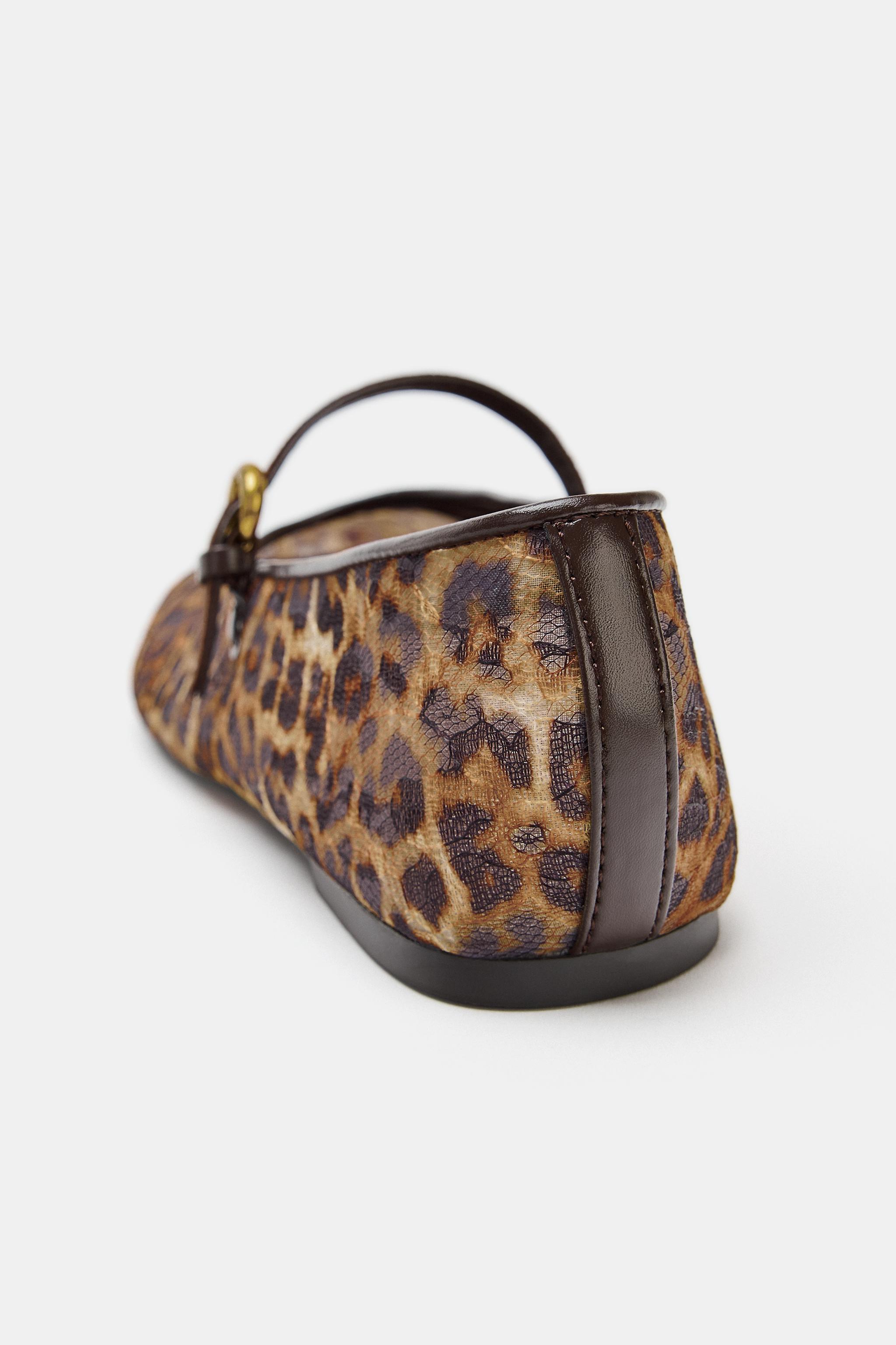 ANIMAL PRINT MESH BALLET FLATS