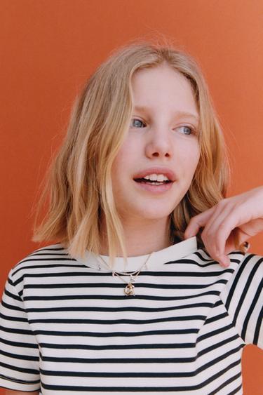 Zara INTERLOCK STRIPED T-SHIRT - Striped