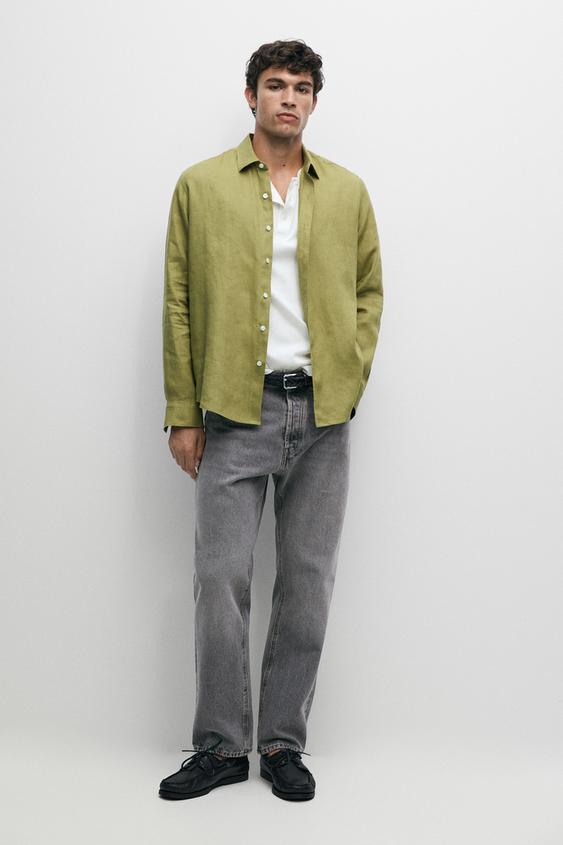 Chemise regular fit 100 % lin - Vert de Zara - Image 0