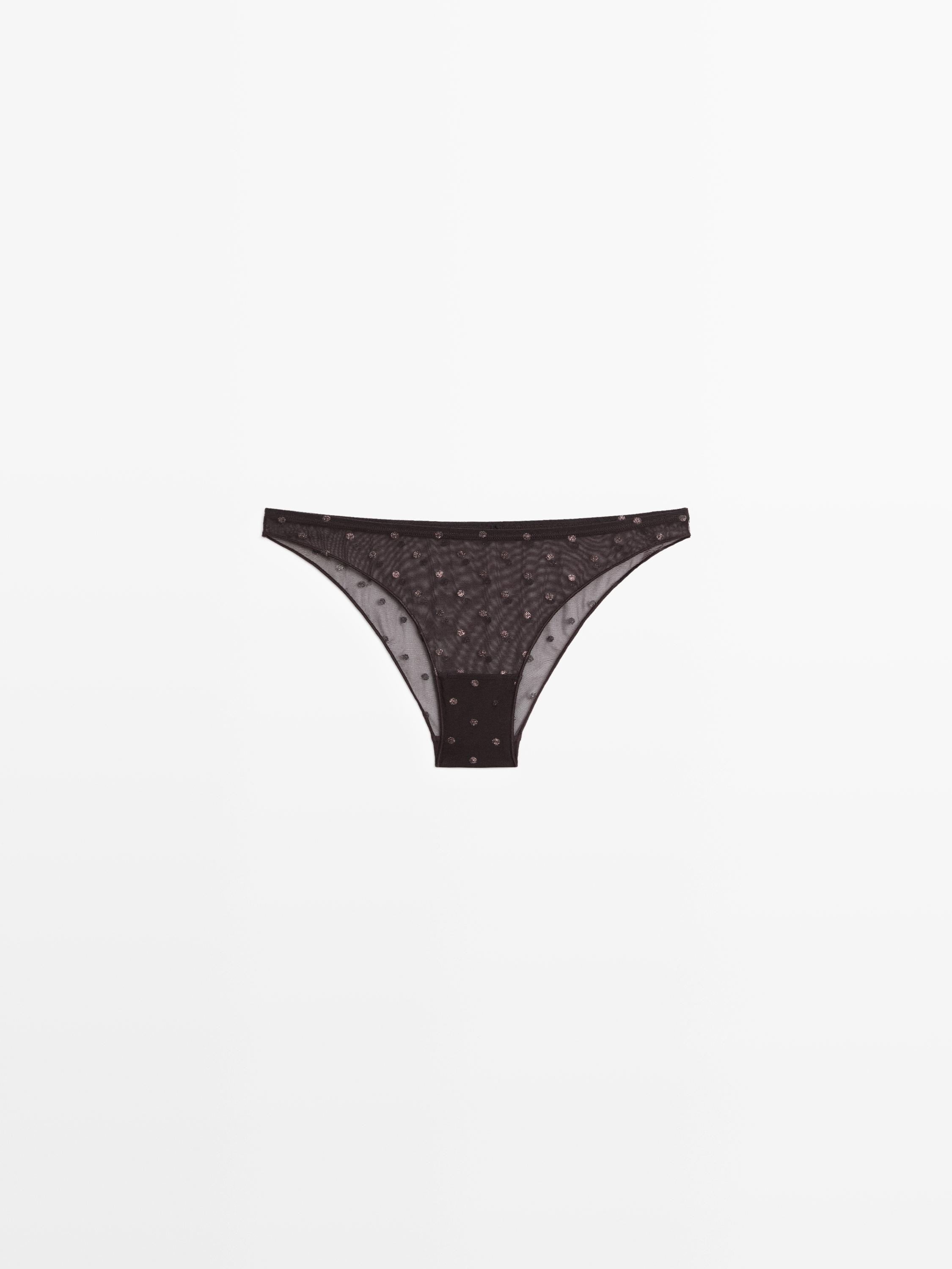 Semi-sheer polka dot briefs