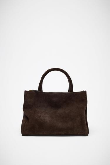 LEATHER CITY BAG - Red by Zara