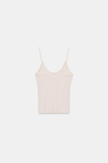 POINTELLE VEST TOP - Ecru by Zara - Image 6