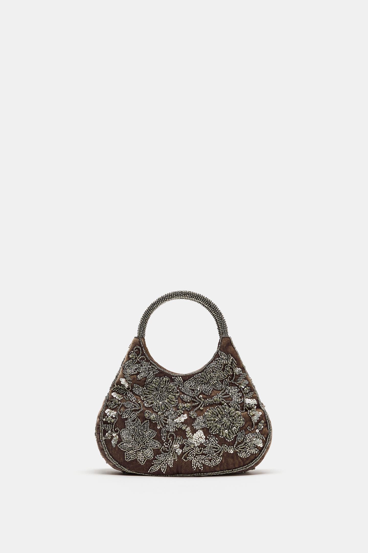 Женская сумка Zara Beaded Handbag, цвет: Серый — фото 3