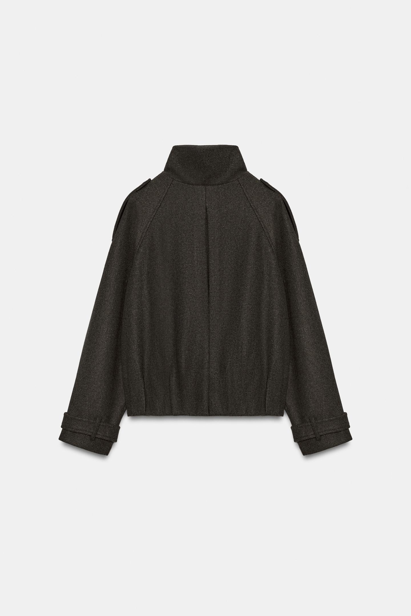 Женская куртка Zara Bomber Jacket with Tab Details, цвет: Коричневый меланжевый — фото 7