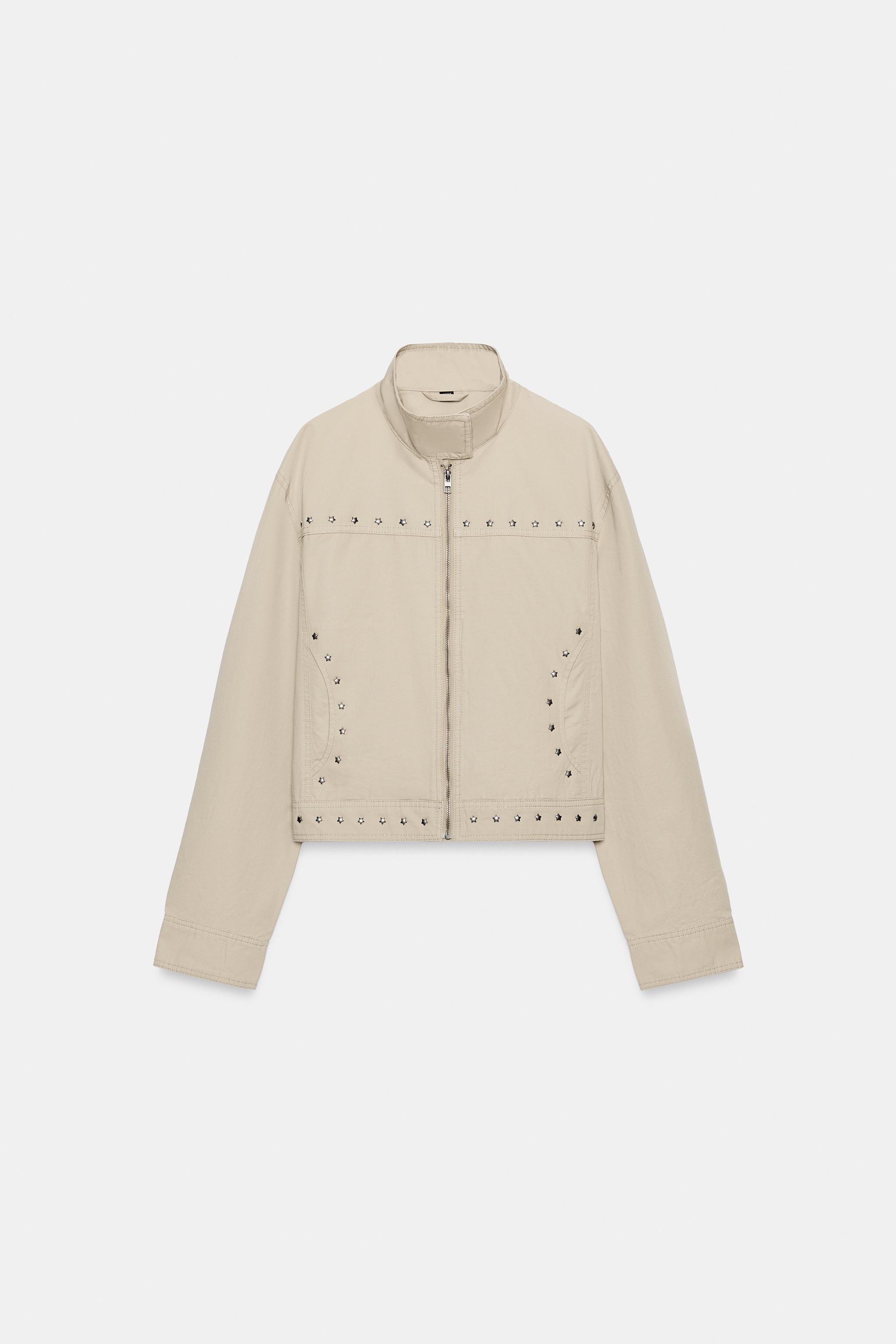 WASHED EFFECT STUDDED JACKET - Light beige | ZARA United States