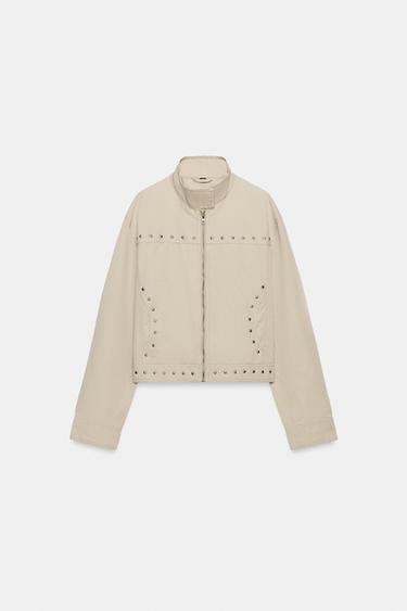 WASHED EFFECT JACKET WITH STUDS - Light beige by Zara