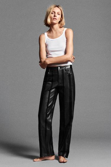 PANTALÓN RAIAS PEL 100 % ZW COLLECTION - Negro de Zara
