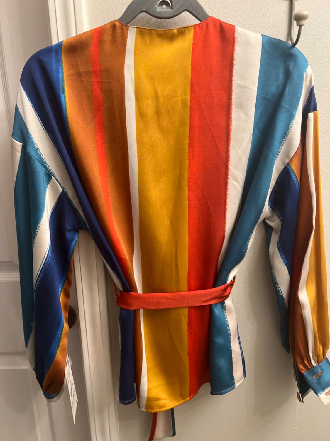 STRIPED BELTED BLOUSE - Image 2
