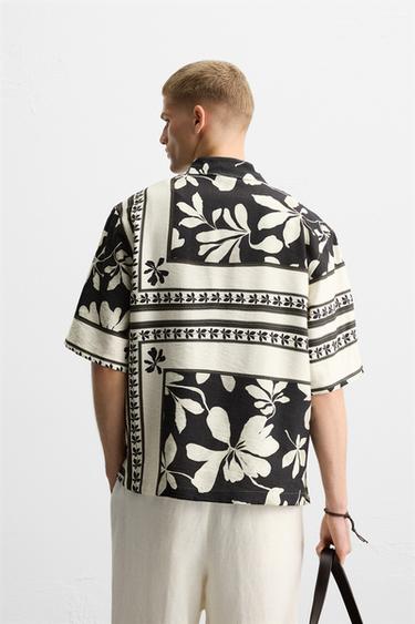 CHEMISE À IMPRIMÉ COMBINÉ - Noir de Zara - Image 4