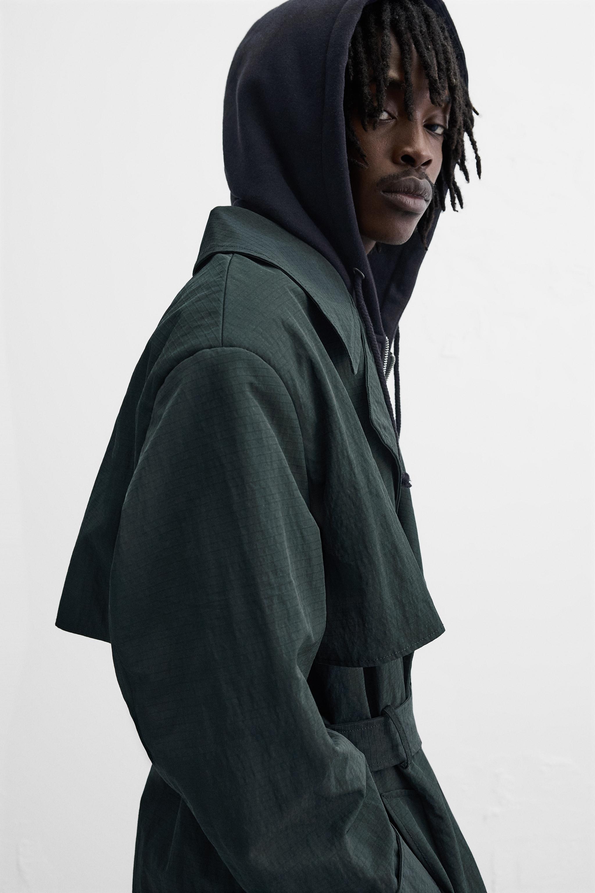 テクニカル素材 RELAXED FIT トレンチコート - ブラック | ZARA