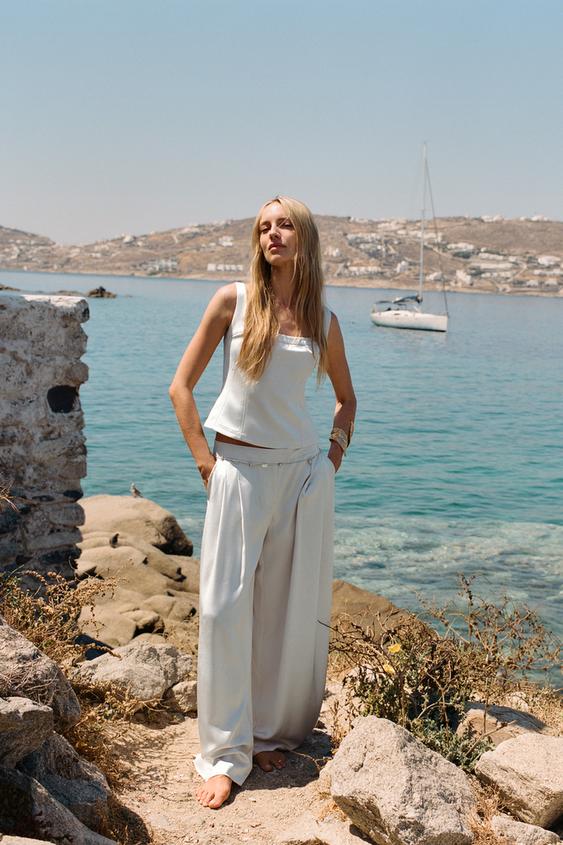 SATIN WIDE LEG PANTS