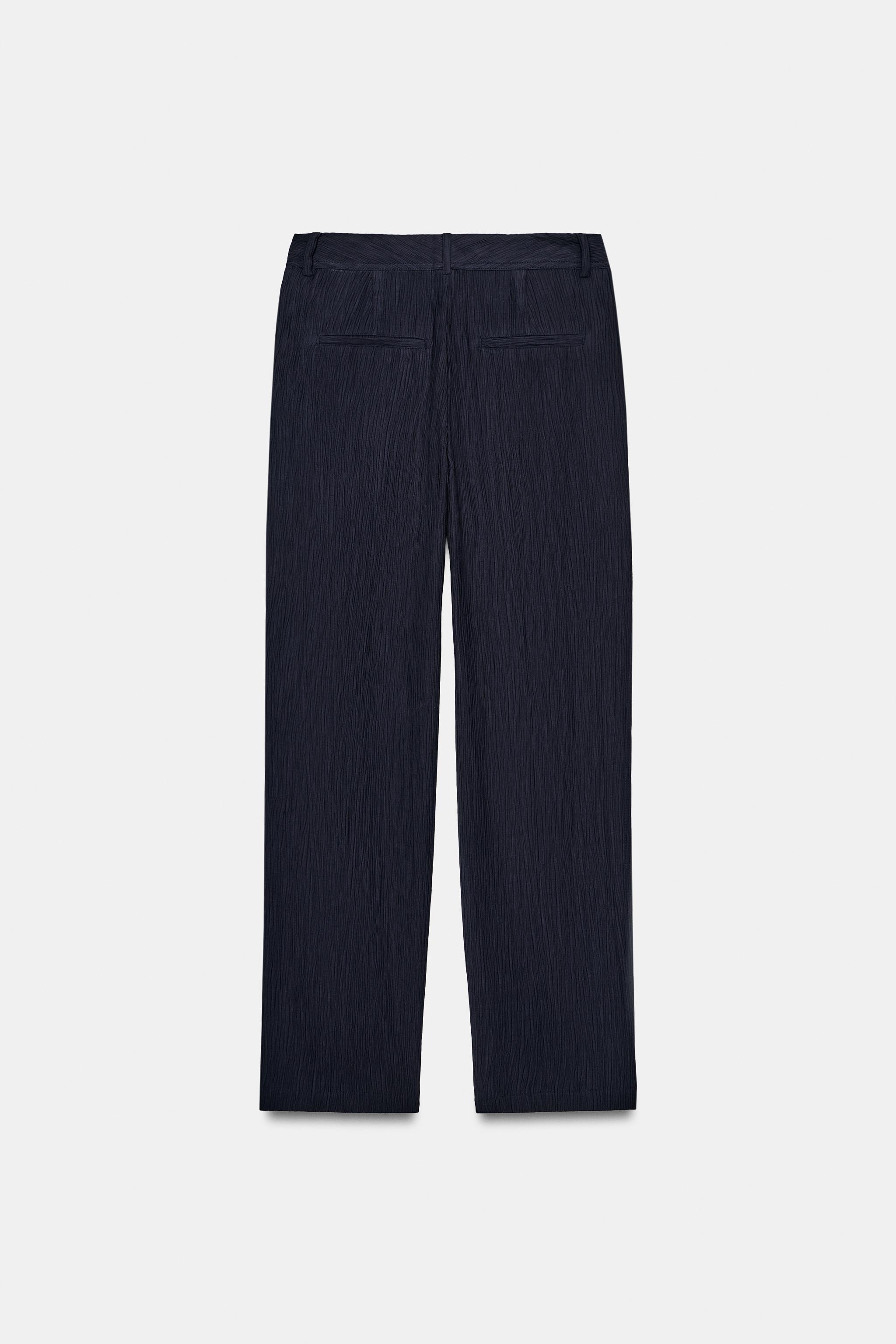 WRINKLED EFFECT STRAIGHT PANTS