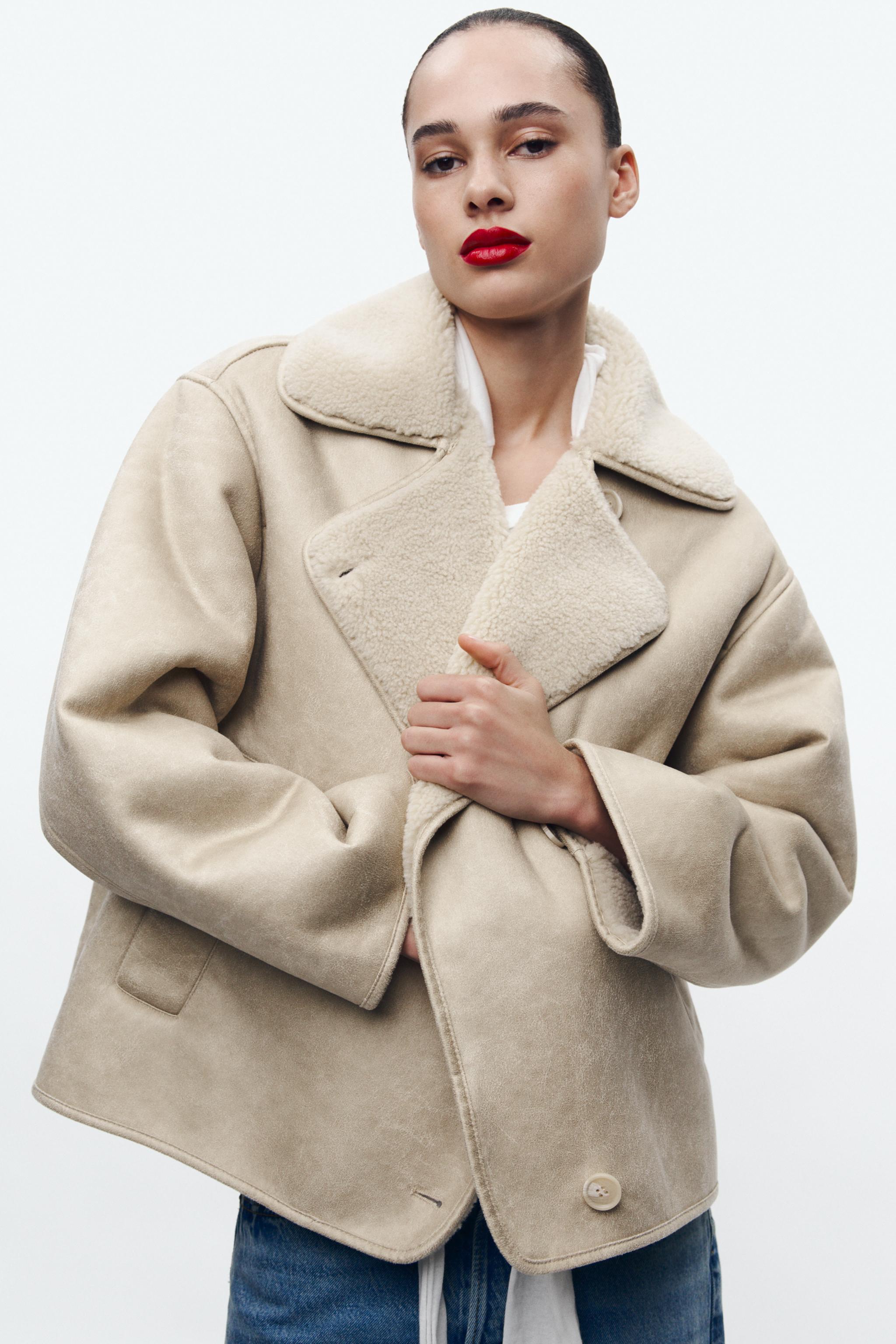 Zara on sale beige coat