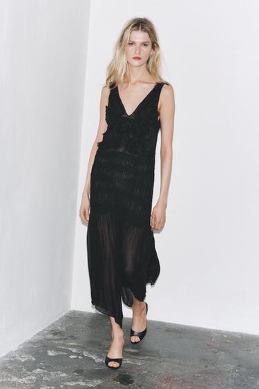 VESTIDO SEMITRANSPARENTE ESTRUCTURA - Negro de Zara - Imagen 0