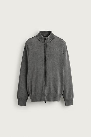 CHAQUETA PUNTO ESTRUCTURA LAVADA - Gris de Zara