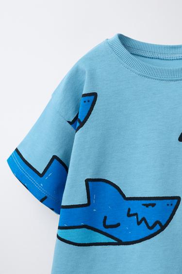 SHARK PRINT JOGGING T-SHIRT AND BERMUDA SHORTS SET - Blue / Indigo by Zara - Image 2
