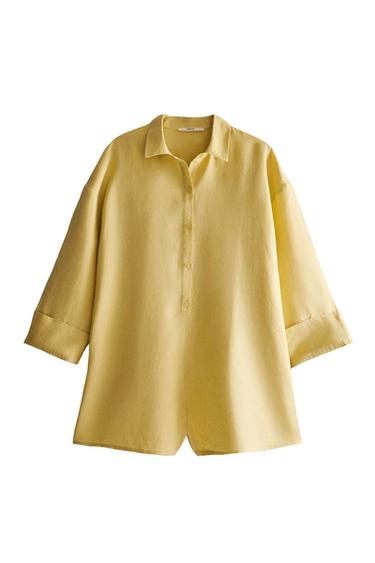 LINEN JUMPSUIT WITH BUTTONS - Yellow by Zara