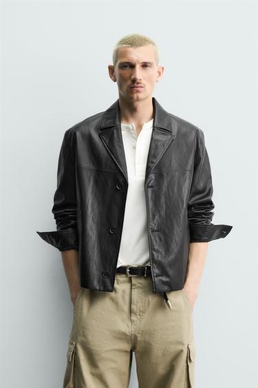GIACCA CORTA IN FINTA PELLE - Nero di Zara