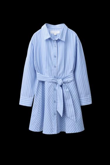 Zara STRIPED SHIRT DRESS - Blue - Image 0