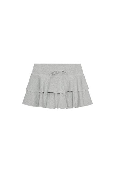 FALDA MINI VOLANTES - Gris vigoré de Zara