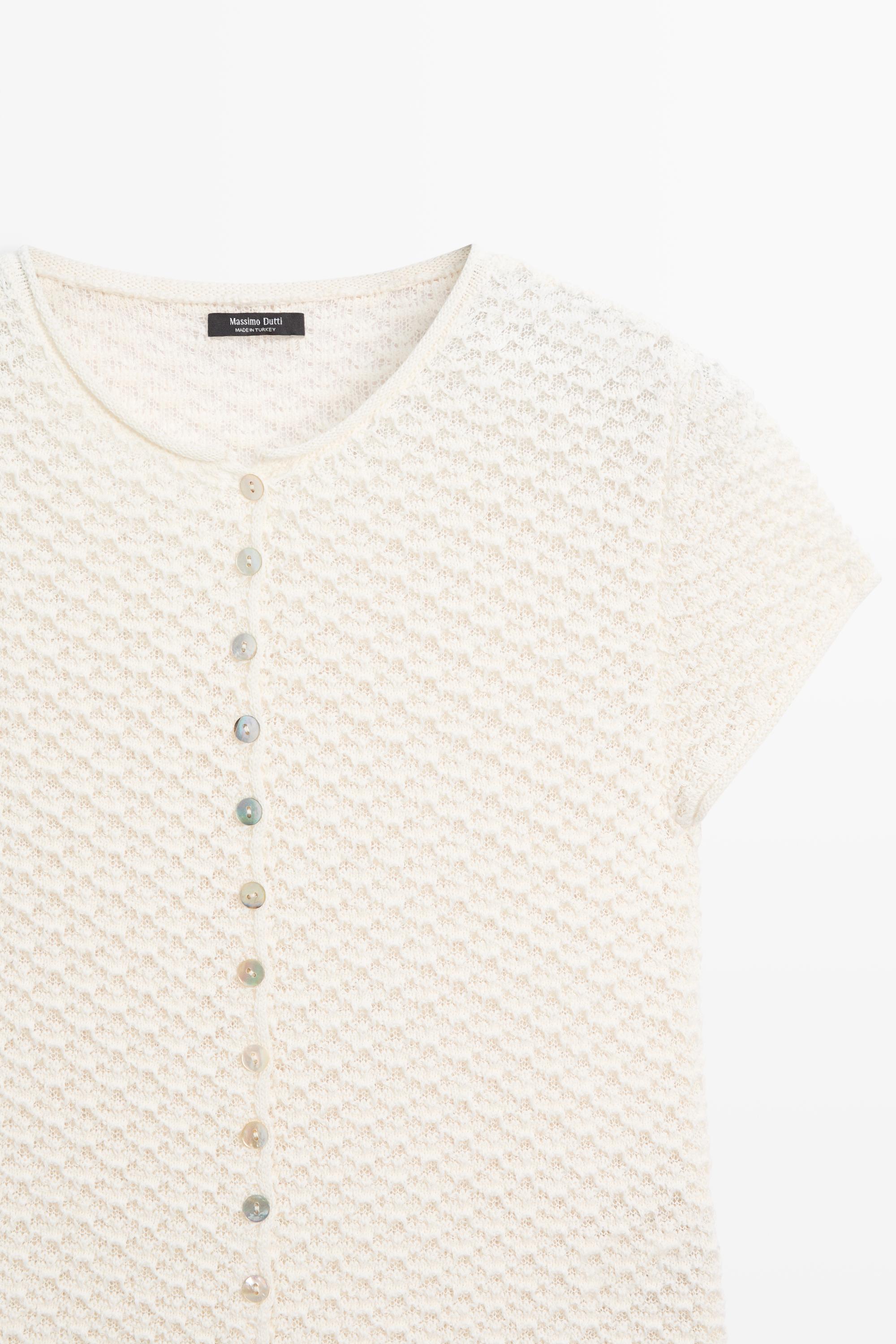 Crochet knit cardigan - Ecru | ZARA United States