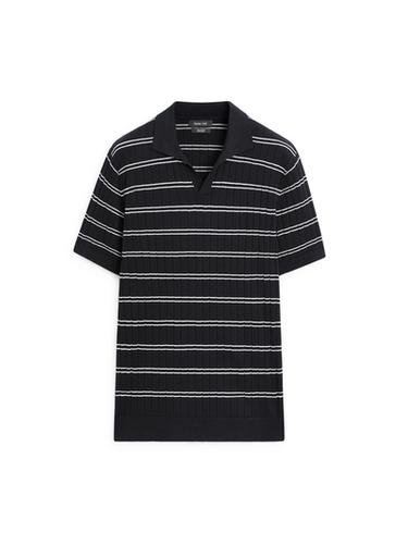 Zara Striped cotton knit polo shirt - Navy blue