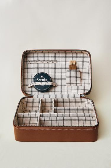 LARGE LEATHER WASH BAG WITH COMPARTMENTS - Mid-camel by Zara - Image 6