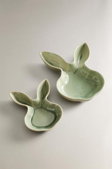 RABBIT STONEWARE BOWL - Grey green by Zara - Image 1