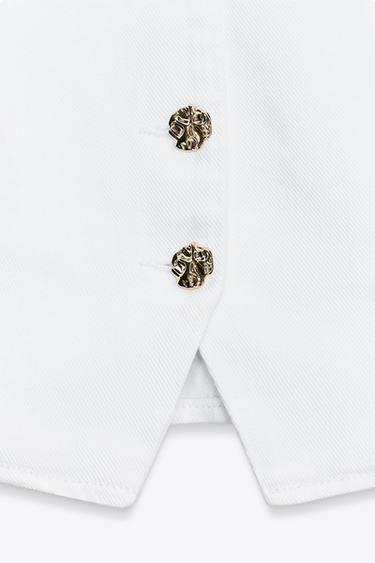 Z1975 DENIM WAISTCOAT WITH GOLD BUTTON - White by Zara - Image 9