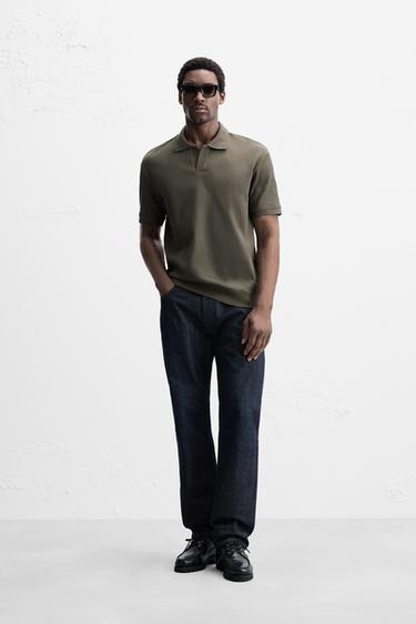 Zara VERTICAL TEXTURED POLO - Taupe gray - Image 0