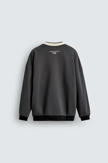 SWEAT COLOR BLOCK IMPRIMÉ - Gris anthracite de Zara - Image 7