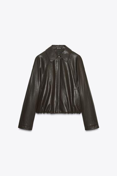 FAUX LEATHER BOMBER JACKET - Dark brown by Zara - Image 6