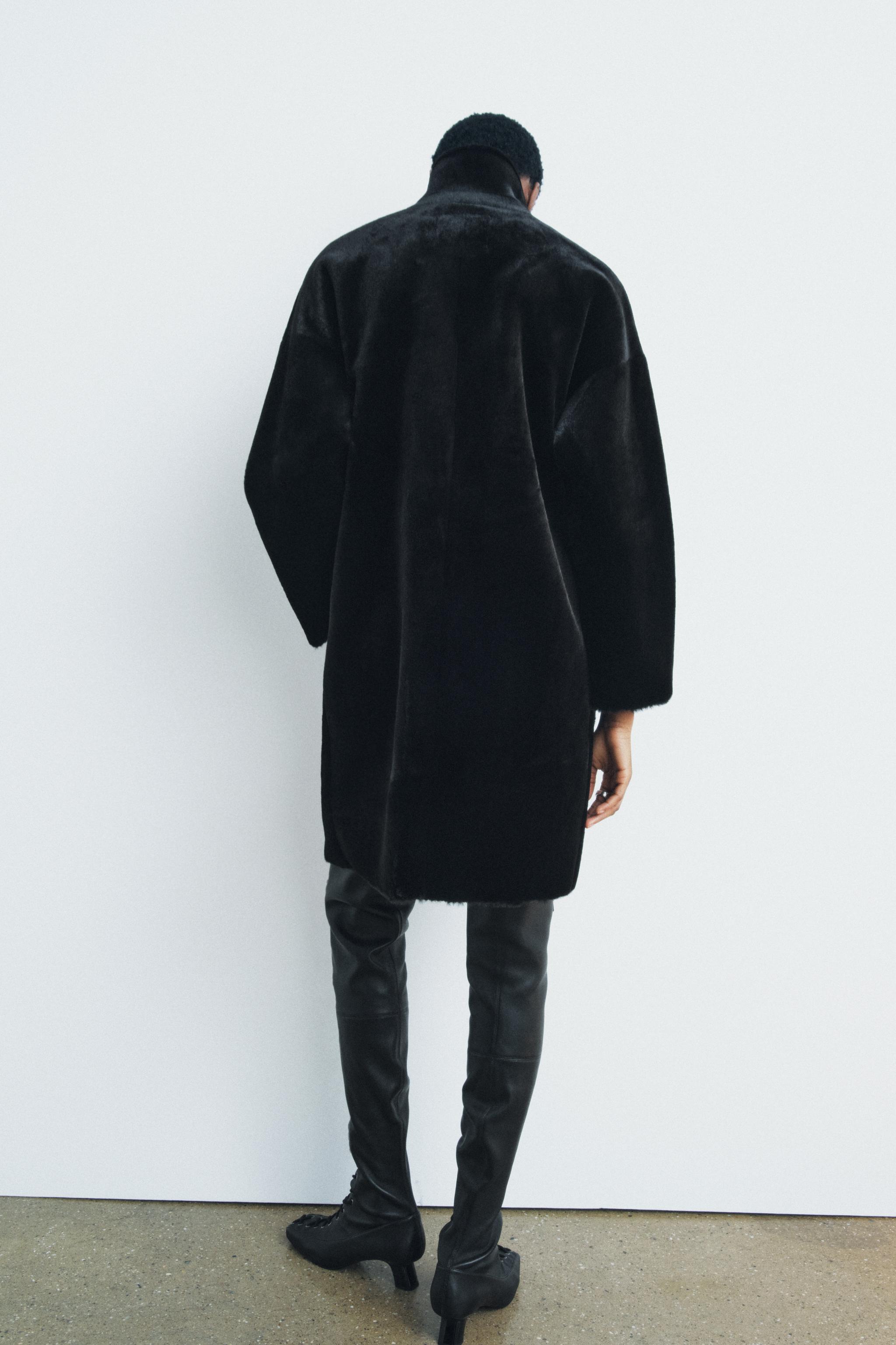 LONG FAUX FUR COAT ZW COLLECTION - Black | ZARA New Zealand