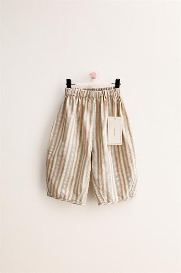 ZARA TIMELESS - PANTALÓN BALLOON RAYAS - Tostado de Zara