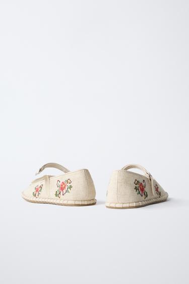 EMBROIDERED BALLET FLATS - Ecru White by Zara - Image 6