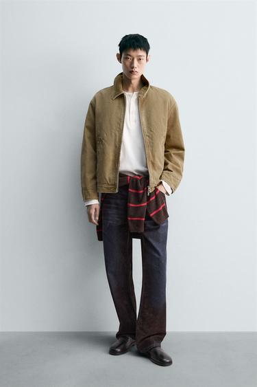 ÁO KHOÁC CHẦN BÔNG CỔ PHỐI VẢI - Màu be từ Zara