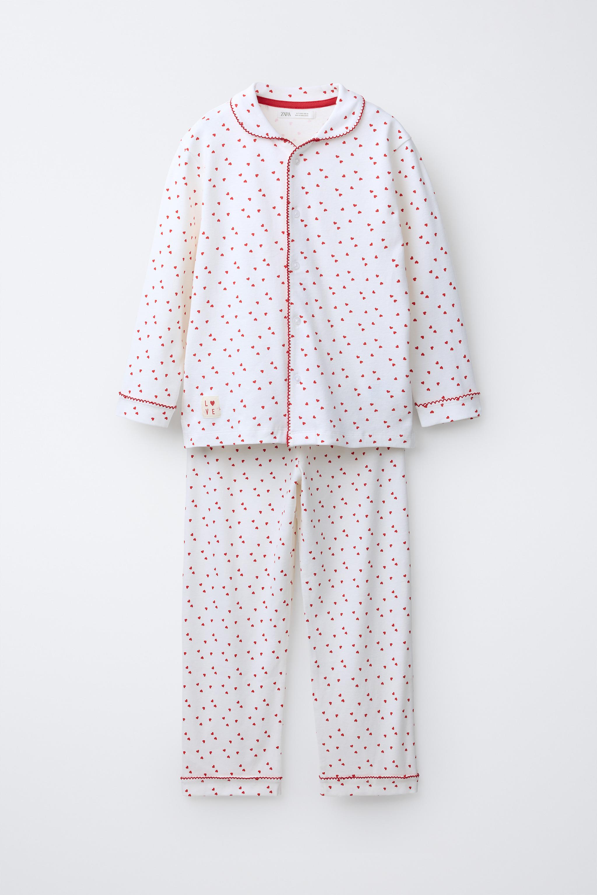 6-14歳/ハートプリントパジャマ - エクリュ | ZARA Japan / 日本