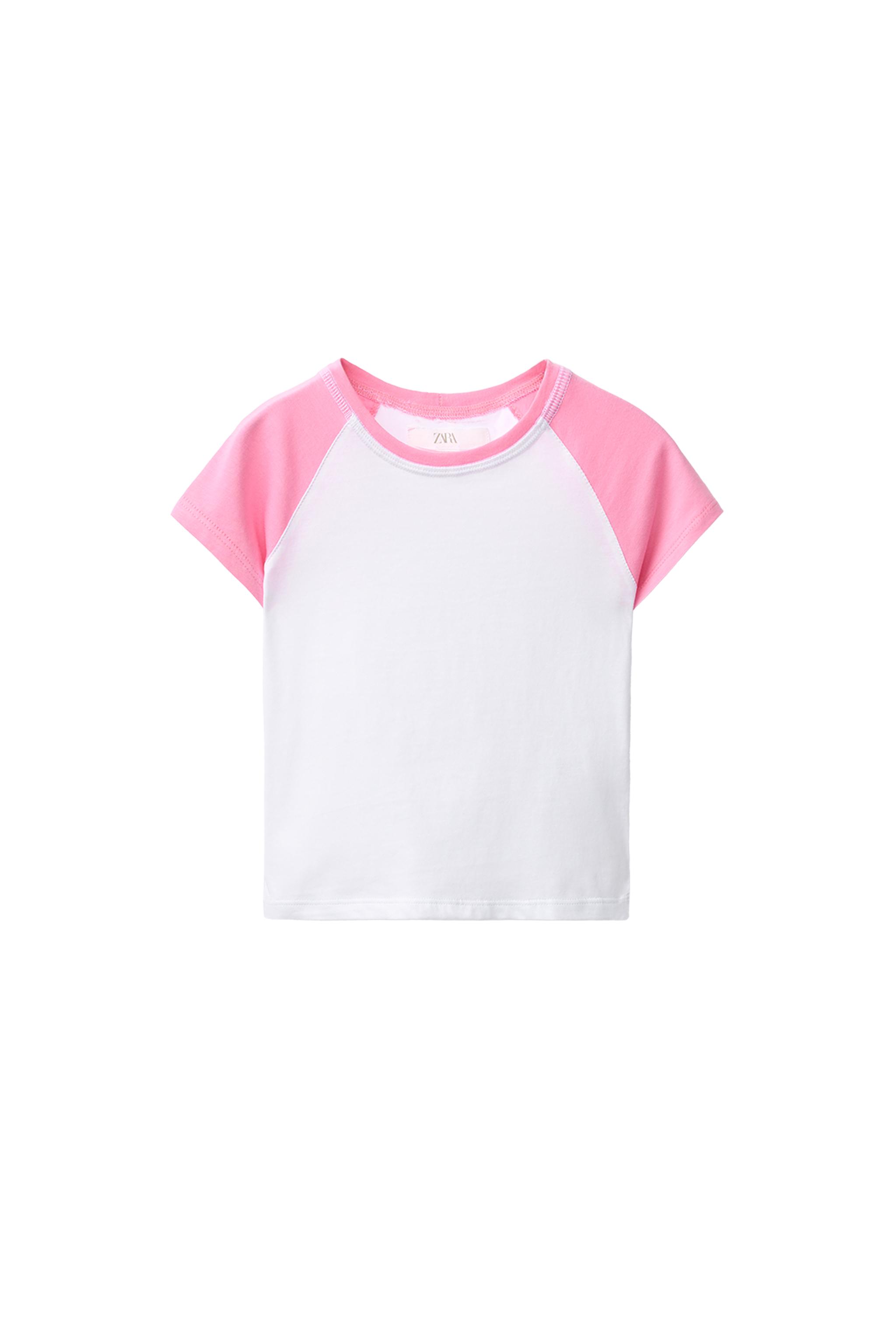 RAGLAN SLEEVE T-SHIRT - Pink / White | ZARA India