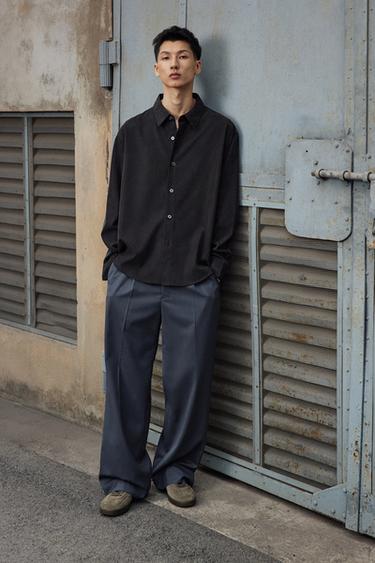 FLARE FIT WOOL BLEND SUIT TROUSERS - Blue by Zara