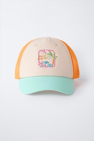 PALM TREE EMBROIDERED MESH CAP - Orange by Zara