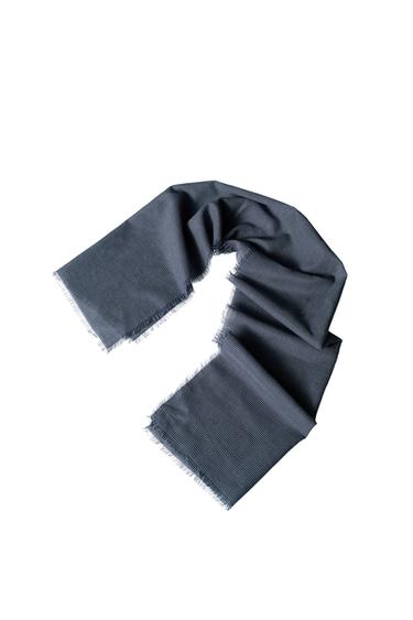Zara COTTON TEXTURED SCARF - Navy blue