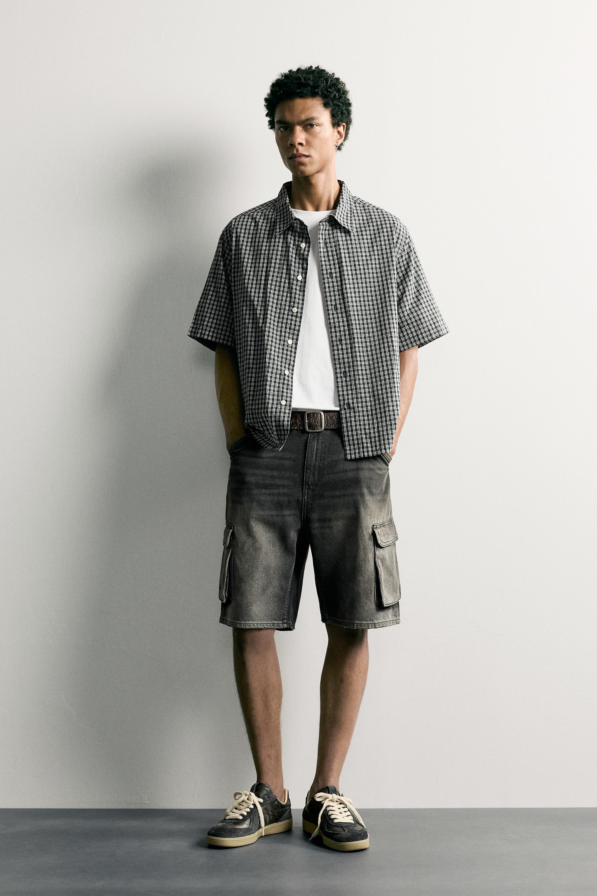 VINTAGE-EFFECT BAGGY CARGO SHORTS