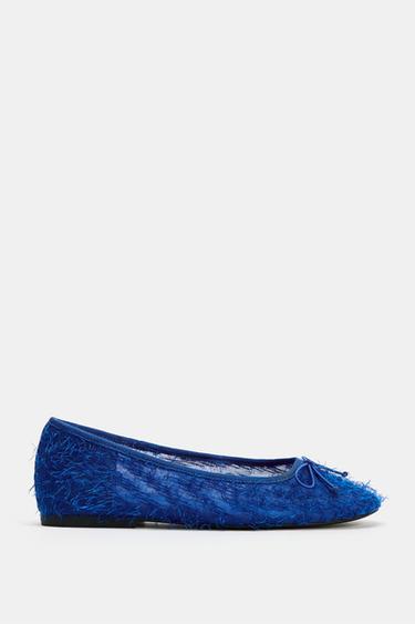 FABRIC BOW BALLET FLATS - Blue by Zara