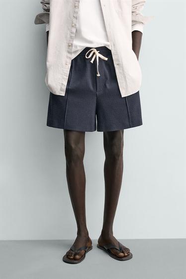 BERMUDA JOGGER STRUCTURÉ - Bleu de Zara