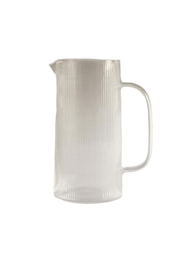 BOROSILICATE JUG WITH LINE DESIGN - Transparent by Zara