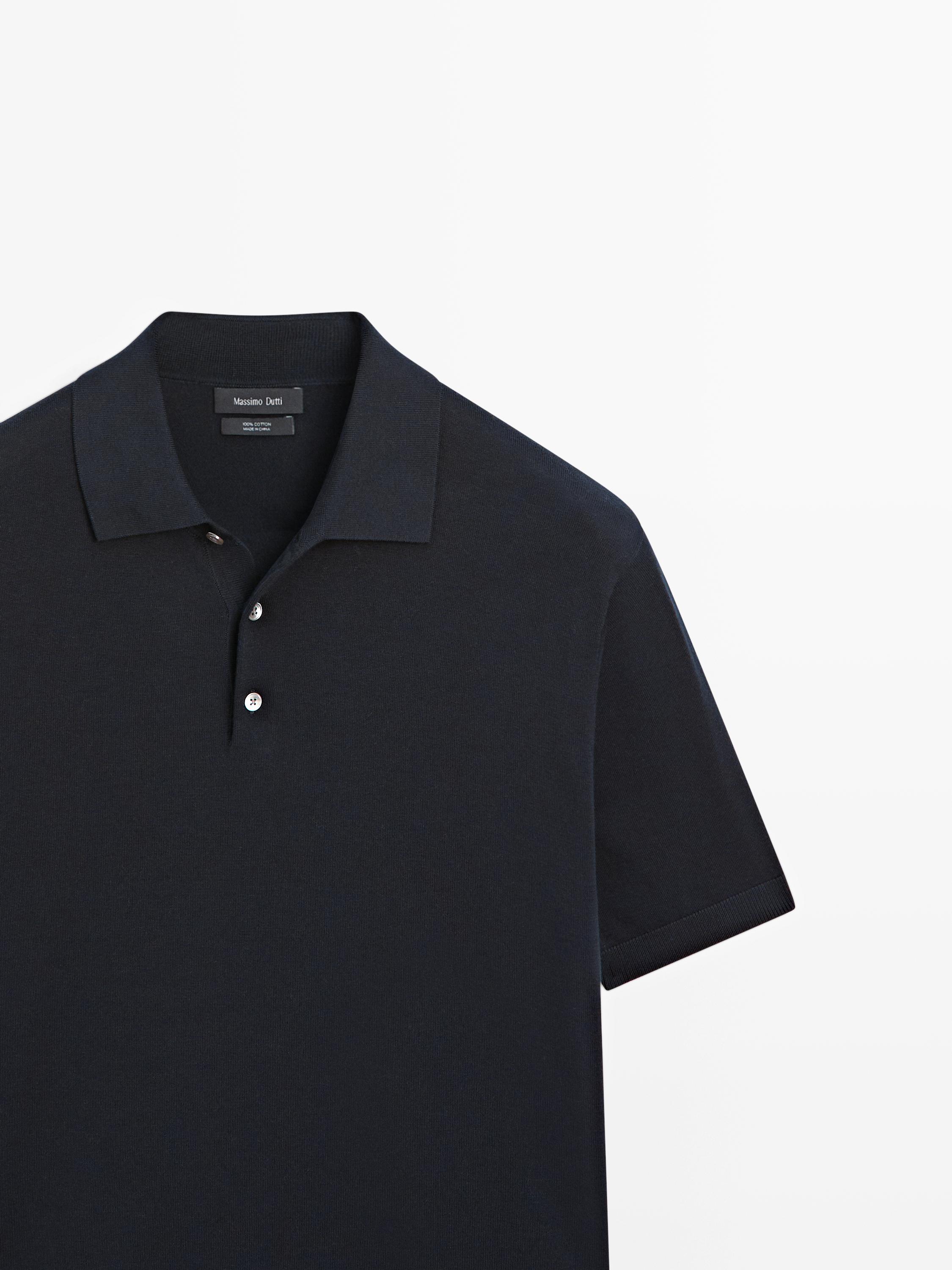 Knit cotton polo shirt
