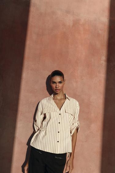 STRIPED SAFARI SHIRT - Ecru by Zara
